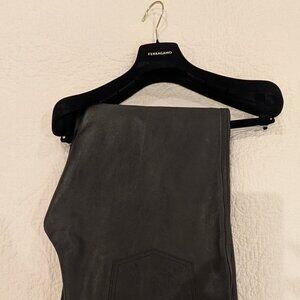 Salvatore Ferragamo Size 50 Black Calf Leather Pants Knee Patch